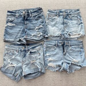 American Eagle & Aero Distressed Jean Shorts - Blue and Light Blue